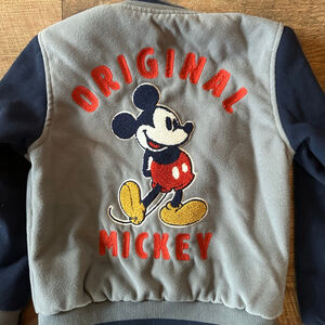 Boys Disney Mickey Mouse Jacket Size M Gray and Navy